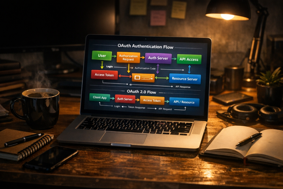 OAuth 2.0 authentication flow diagram illustration