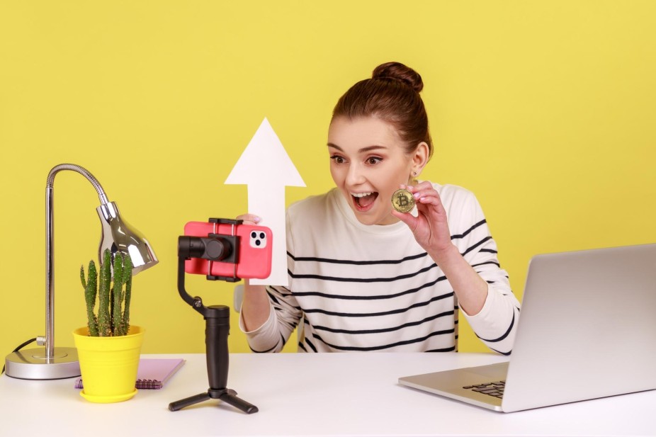 Confident blogger building personal media brand