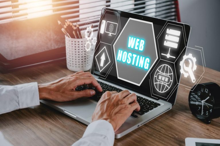 Web hosting domain registration concept illustration