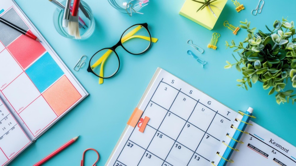 Calendar showing content update schedule timeline