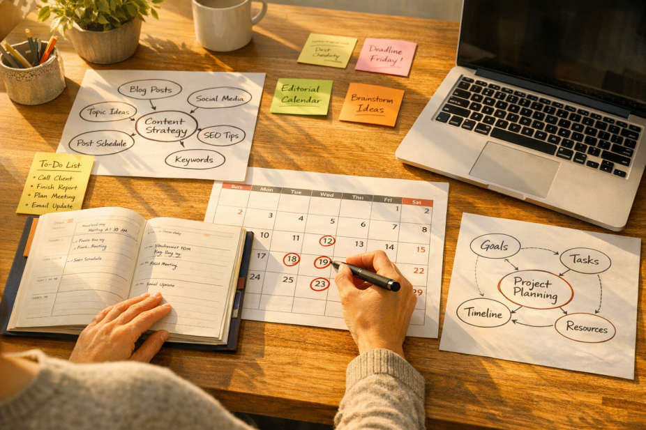 AI planning a content calendar strategy