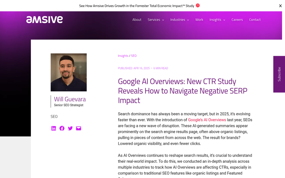 Long-tail keyword search results with AI overview