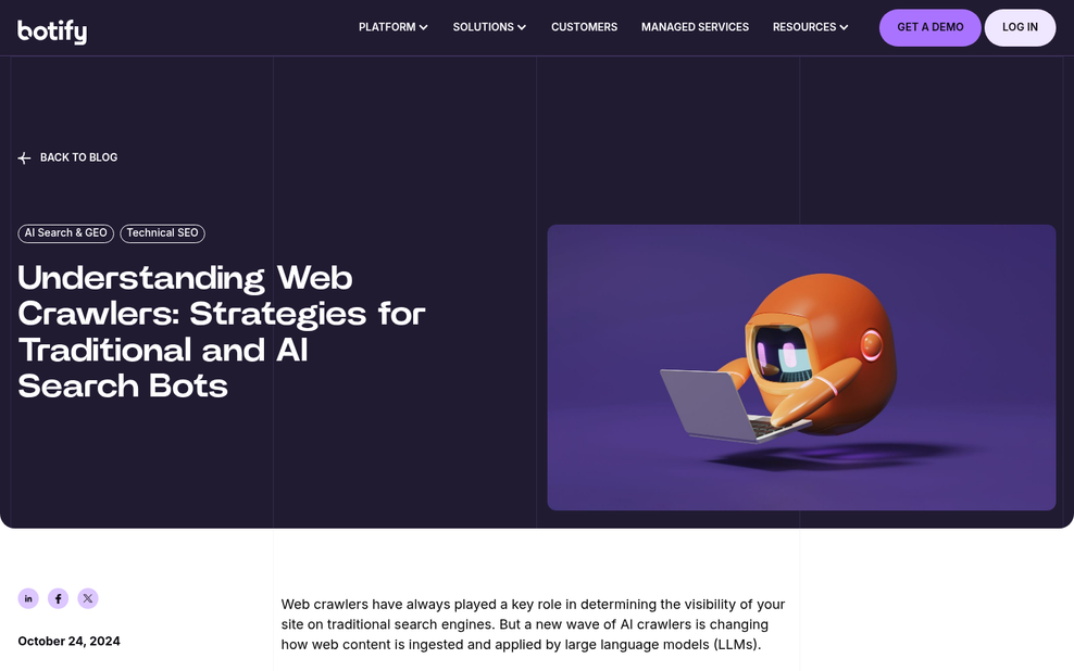 Website pages highlighted for AI crawler visibility