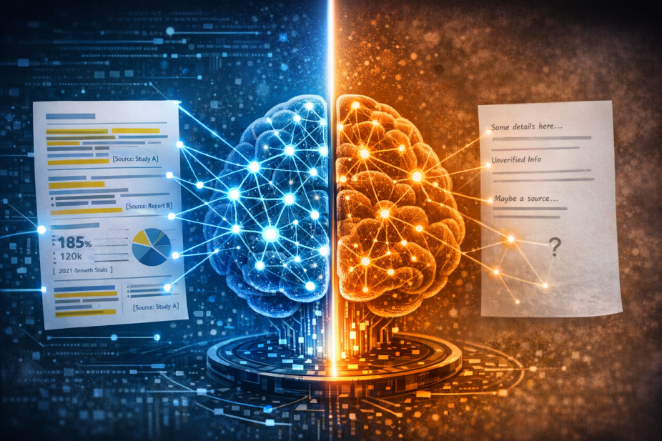 AI model evaluating content for citation worthiness
